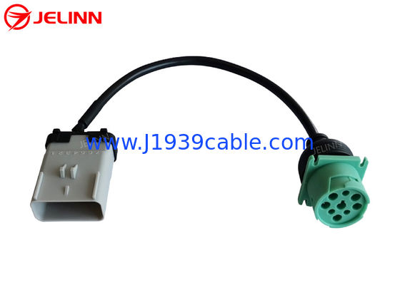 RP1226 Grey 14 Pin Male To Green Tipe 2 SAE Deutsch 9 Pin J1939 Female Truck Cable
