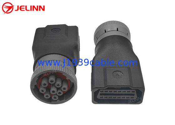 CAT Gray J1939 9 Pin ke OBD 2 OBD2 16 Pin Adaptor untuk Caterpillar Excavator