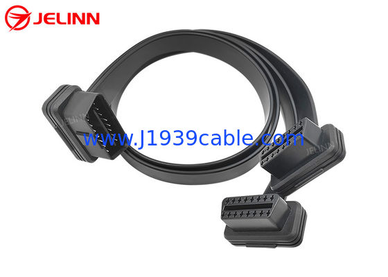 OBD2 OBDII J1962 Sudut Kanan Pria 24V ke Kabel Y Datar Ganda Wanita