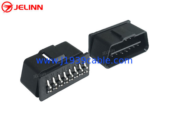 16 Pin J1962 OBD2 OBDII Male Plug Connector dengan Pin Melengkung di Bagian Belakang