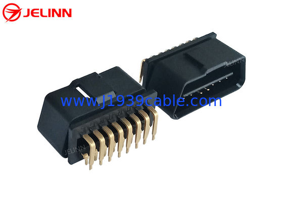 16 Pin J1962 OBD2 OBDII Male Plug Connector dengan Sudut Kanan 90 Derajat Pin