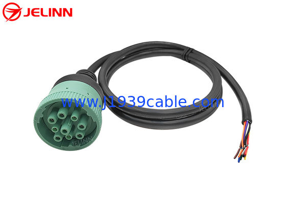 Hijau J1939 9pin ke Open End Pigtail Kabel
