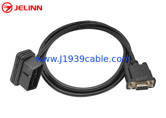 J1962 Sudut Kanan OBD 2 OBD2 16 Pin ke RS232 DB9 Kabel Konektor