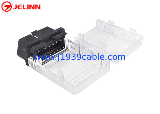 OBD2 Plastic Transparent Housing OBD 2 Enclosure dan OBDII Male Connector dengan Pin lurus