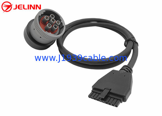 PT30 Kabel perangkat ELD 6 Pin J1939 Kabel untuk perangkat pembalakan elektronik Truk tugas berat di Amerika Utara